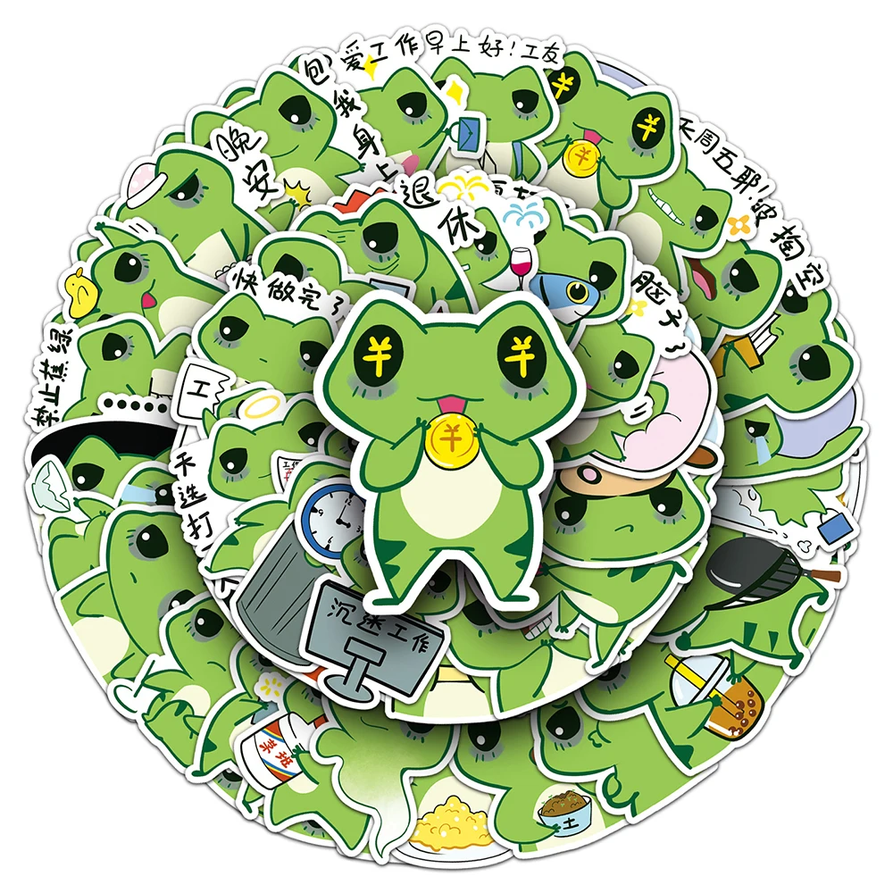 10/30/50pcs Cartoon Working Frog Stickers Funny Decal Decoration DIY Stationery Phone Case Laptop Cute Sticker Kid Birthday Gift