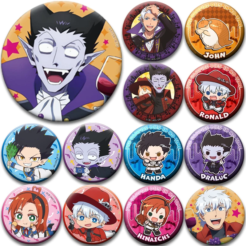 

The Vampire Dies in No Time Badge Brooch Draluc Ronaldo John Hina Handai Anime Character Enamel Pin for Backpack Clothes Decorat