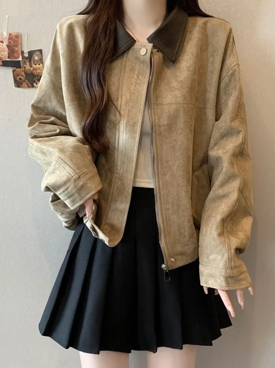 

plus Size Suede Jaet Women's ort American Retro Sle Blooming Dr Coat Winter Faion Slimming Trendy Top Coat