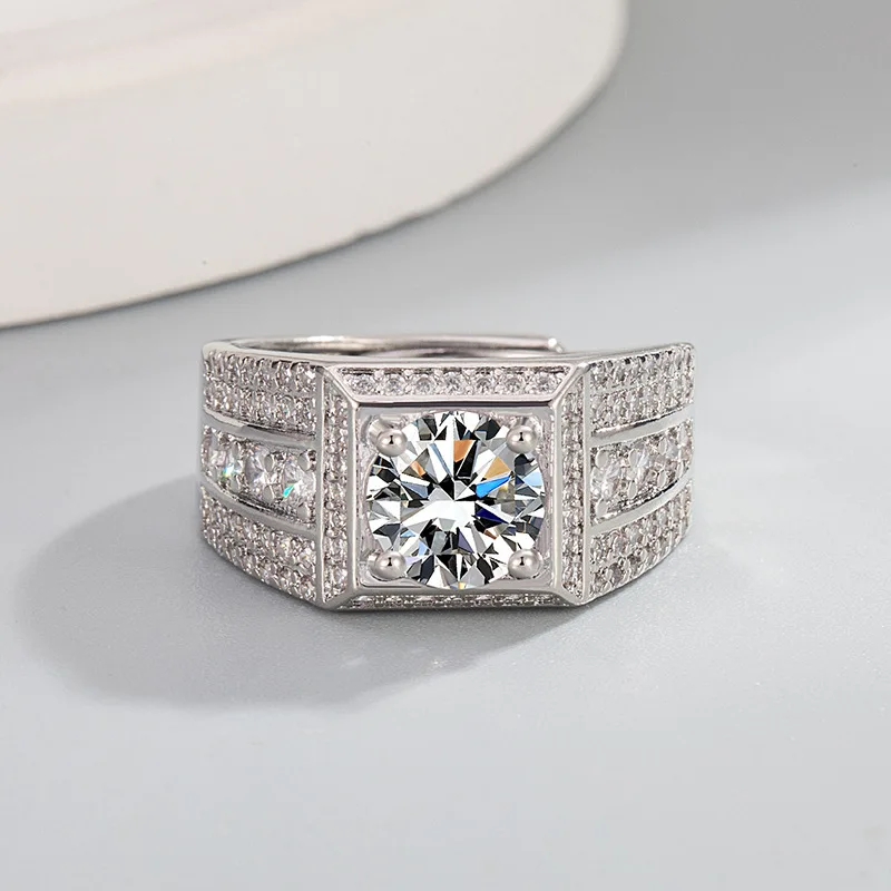 925 Sterling Silver Rings For men 5A Zircon luxury Shining crystal adjustable size Fashion Gifts wedding high quality Jewelry