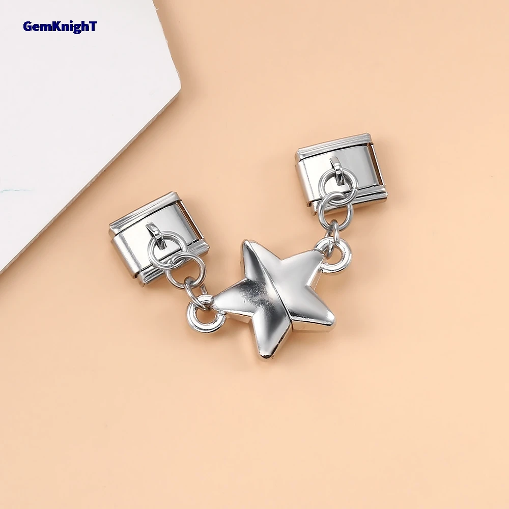 Abnehmbare sternförmige magnetische Anziehung italienischer Charm-Link für 9 mm DIY-Herstellung von Perlen, modischer Edelstahl-Armband-Schmuck – Detail 5