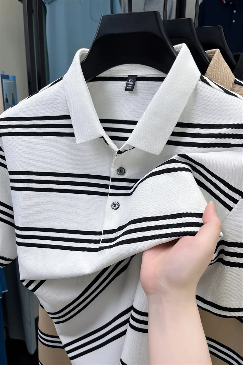 2026 Summer New Style Men's Felt Shirt Family POLO Collar Short Sleeve