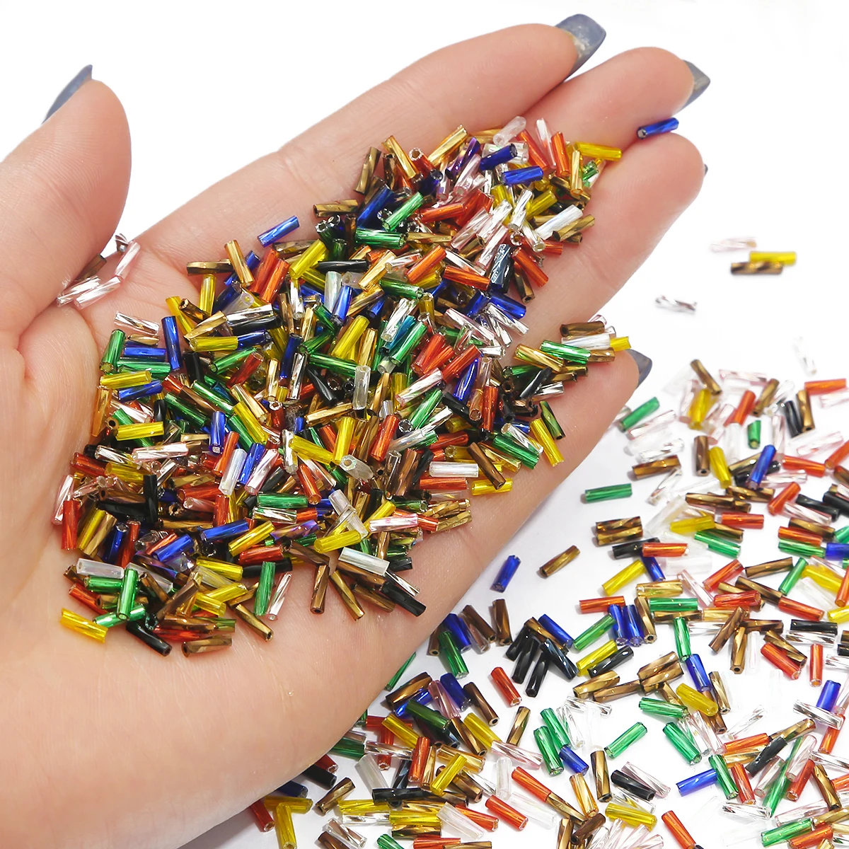 300Pcs/Lot 2x6mm Crystal Long Tube Beads Lined Bugle Czech Glass Seed Spacer Beads for DIY Necklace Jewelry Making Accessories