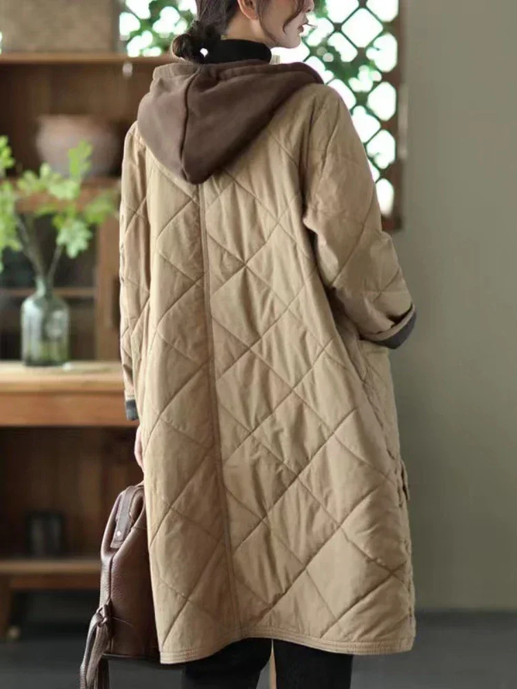 Coats Woman Winter 2022 Clothes Jacket Mid-length Loose Hooded Thickened Harajuku Vintage  Varsity Fashion Tops 2022 Women