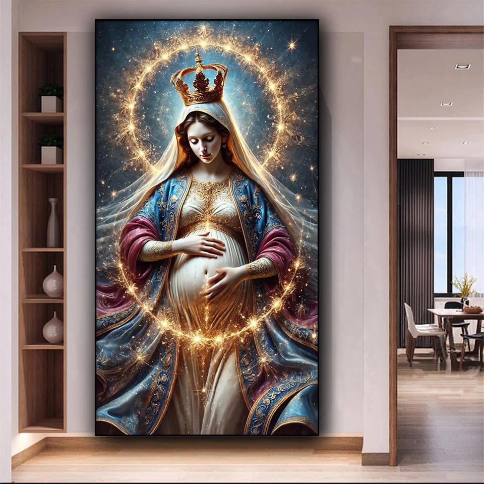 الأم المقدسة لتقوم بها بنفسك الماس الفسيفساء الفن كامل مربع مستدير الماس اللوحة كبيرة الحجم جديد 2025 ماريا صورة هدية تزيين المنزل #1
