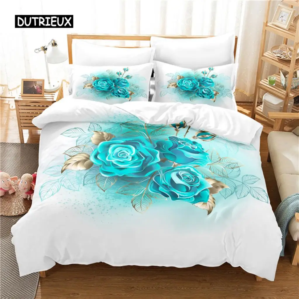 

Blue Flower Bedding Set Duvet Cover Set 3d Bedding Digital Printing Bed Linen Queen Size Bedding Set Fashion Design