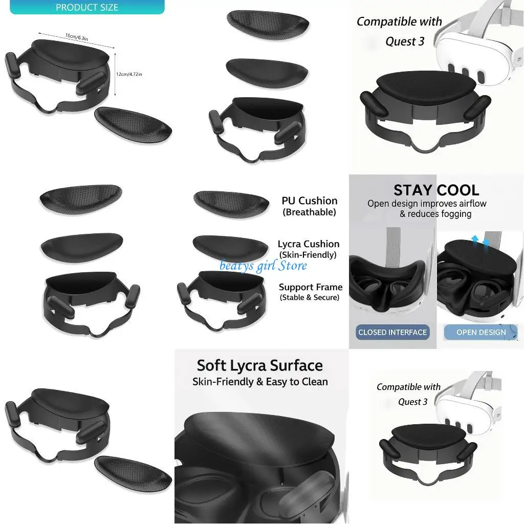 

C7AB Universal Face Detachable Design Enhances Ventilation for VR Headset Active Users