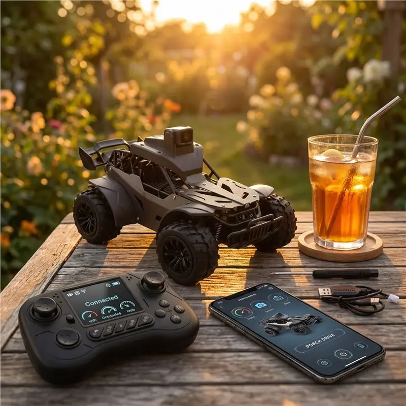 FPV Camera 2.4G RC Car LCD Remote Screen Real-Time Transmission High-Speed Off-Road Racing Voice Chat Toy For Kids Adults