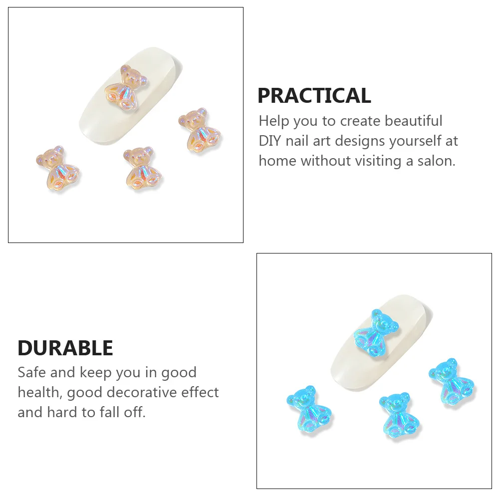 

160Pcs Bear Nail Charms DIY Manicure Patches Resin Decorations Nail Art Decals Accessories Manicure Charm