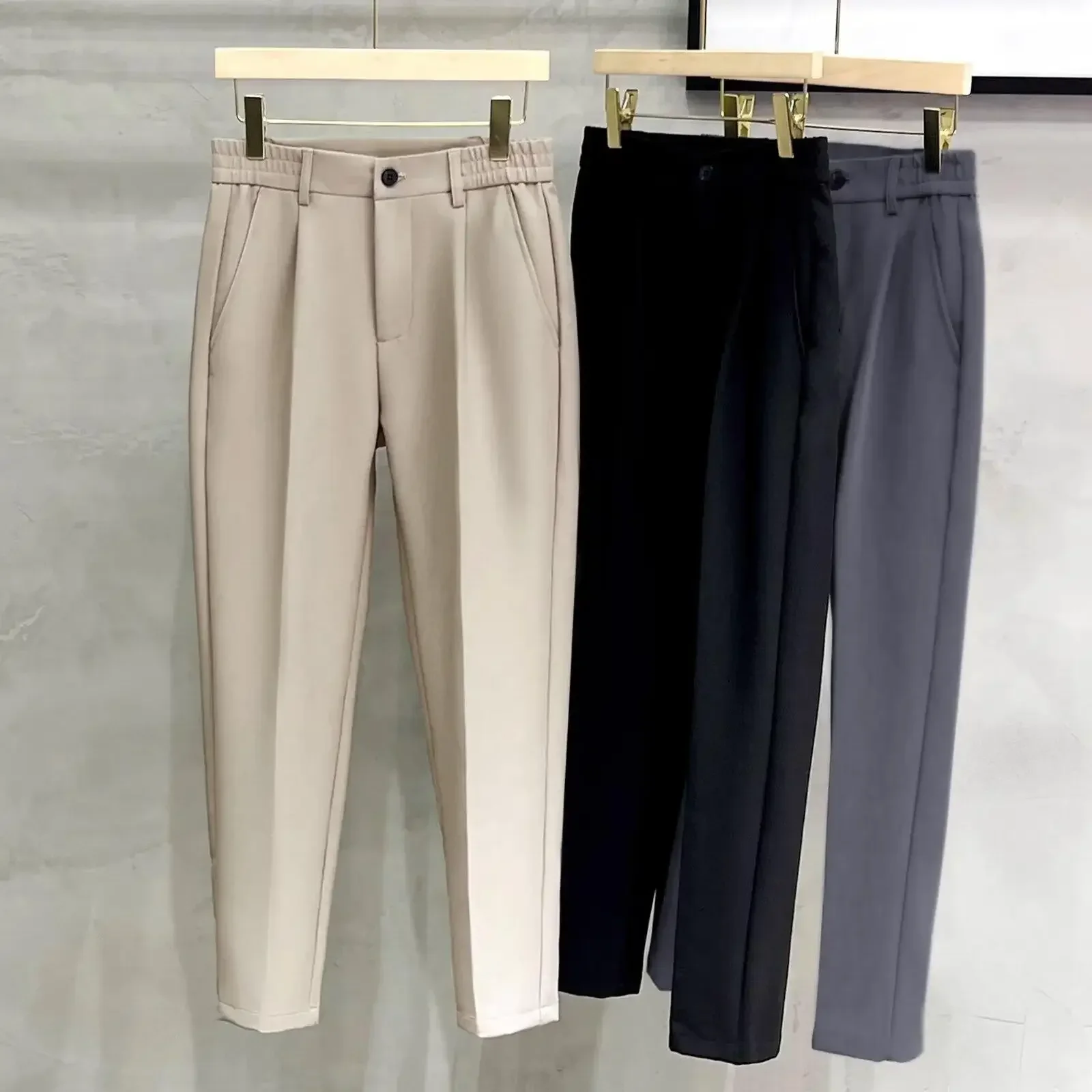 

Pop Trendy Brand NicheCropped Casual Pants Straight-Leg Spring Autumn Korean Style Cropped Trousers Million Stock Available