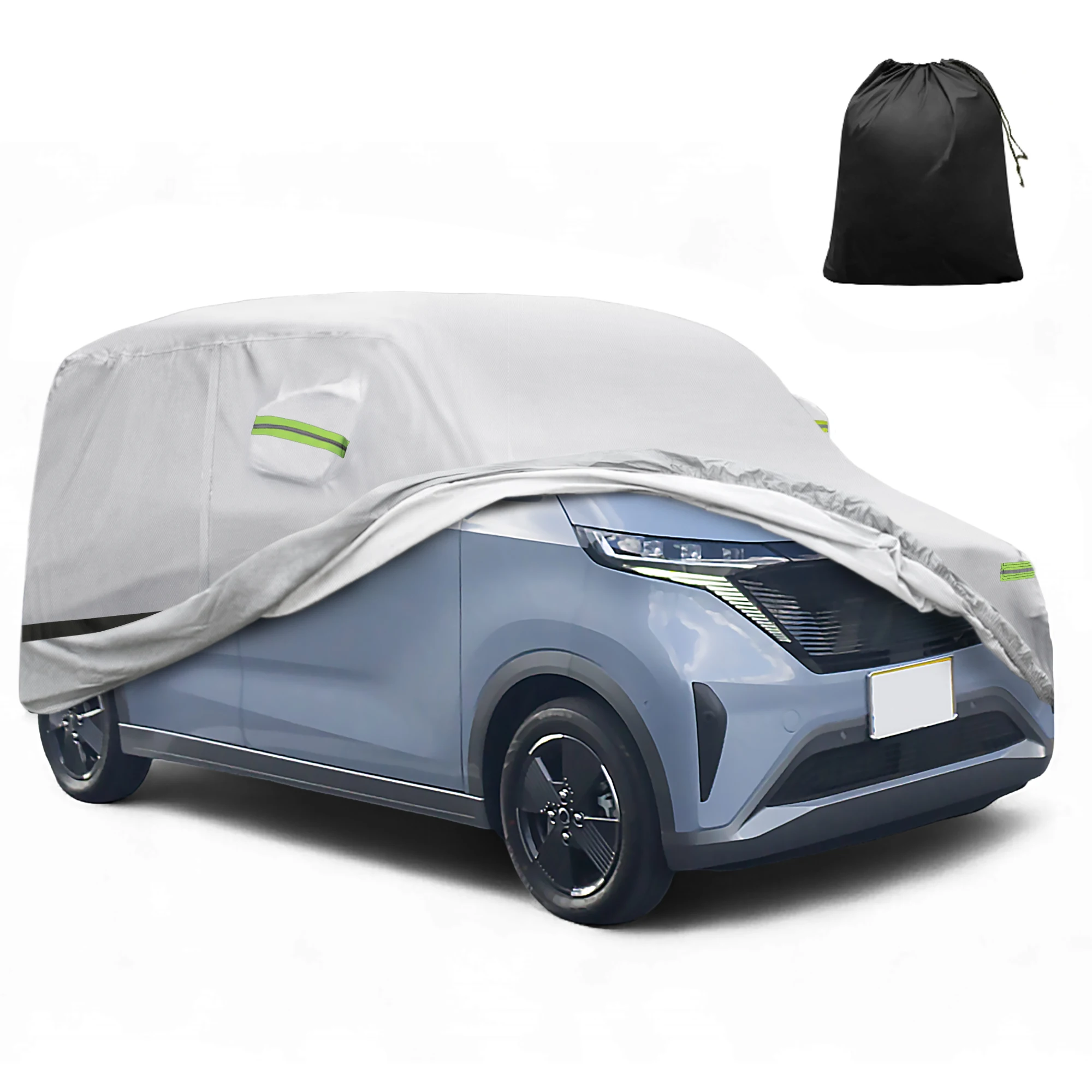 UXCELL Cubierta impermeable para automóvil Cubierta completa para automóvil al aire libre para Nissan Sakura Dayz con hebilla inferior a prueba de viento 350x148x145 cm Plata