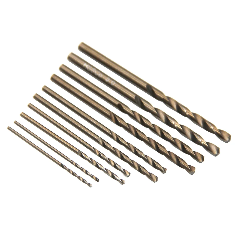 10pcs mini electric hole drilling tool accessory 1-3mm roast yellow High speed steel fully ground straight handle twist drill