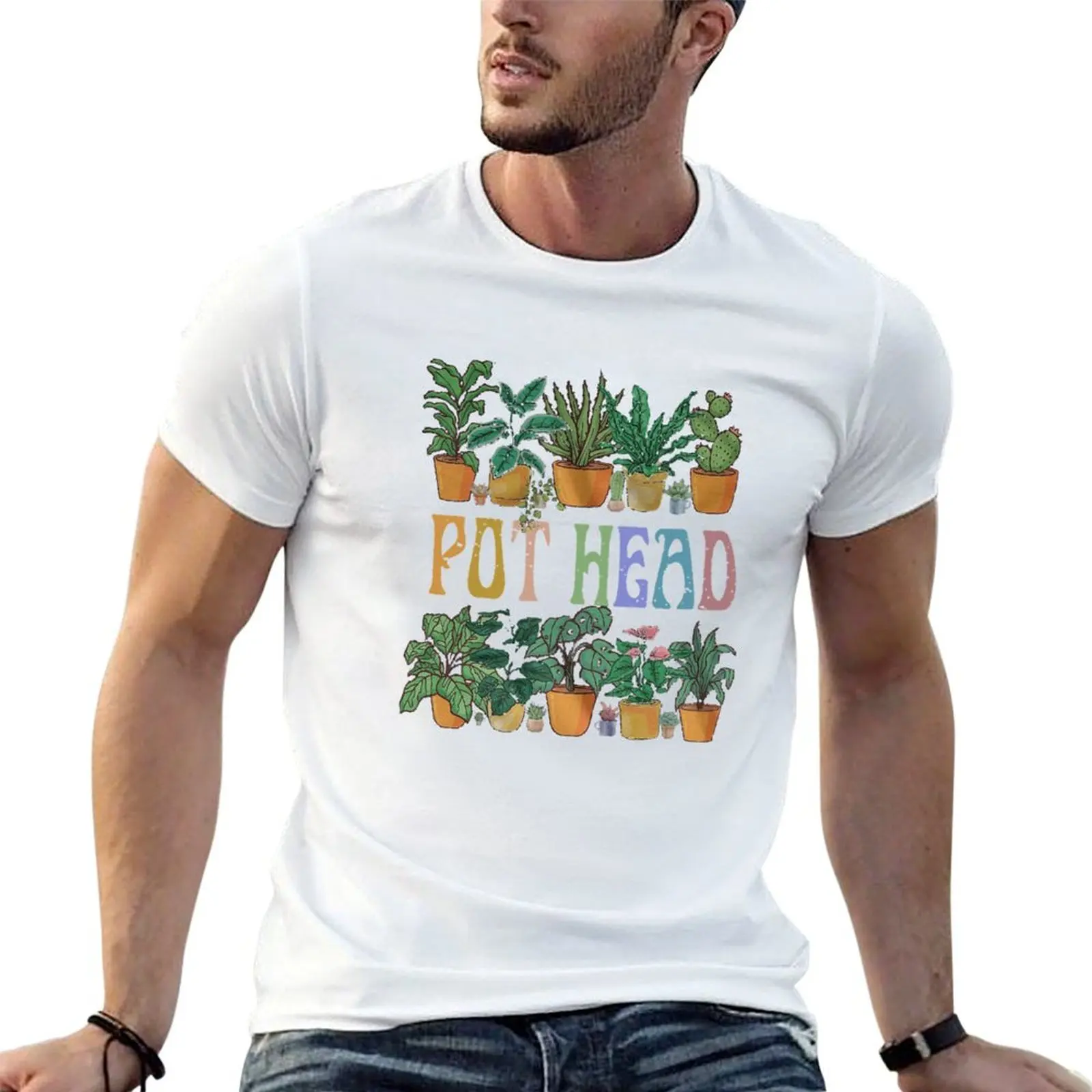GARDENING POTTED PLANT POT HEAD T-Shirt Durable Work Wear T-Shirt