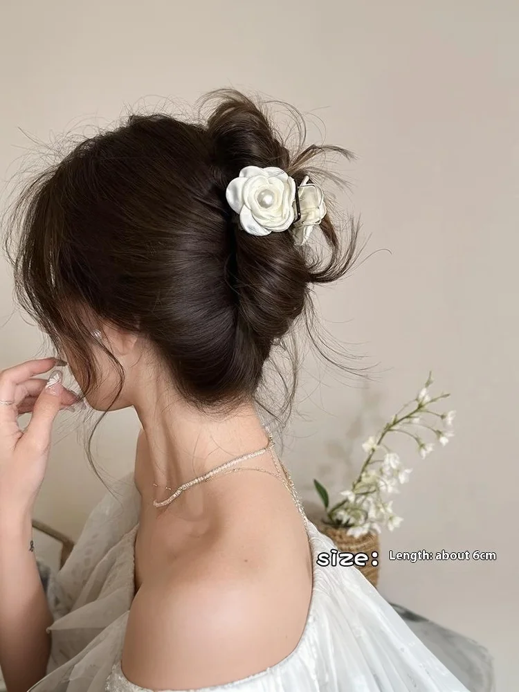 여성 소녀용 장미꽃 헤어 클립 우아한 꽃무늬 헤어 액세서리 달콤한 뒷머리 핀 패션 헤어 장식