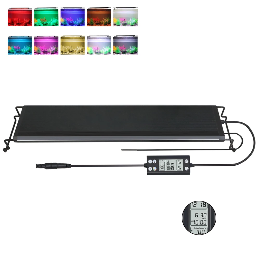 

30-60cm aquarium lighting LED light 24/7 full spectrum with thermometer and memory function IP68 fish tank plant light