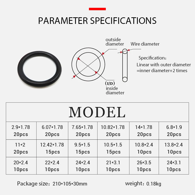 270Pcs O-ring Rubber Gaskets Seal Ring Set Nitrile Rubber High Pressure O-Rings NBR Faucet Sealing Valve O Rubber Rings Set