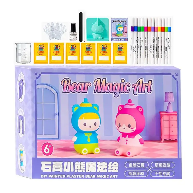 

Plaster Bear Painting Kit Cartoon Plaster Craft With Bear Mold Set Creative Painting Set Toys Interesting Art Supplies For Boys