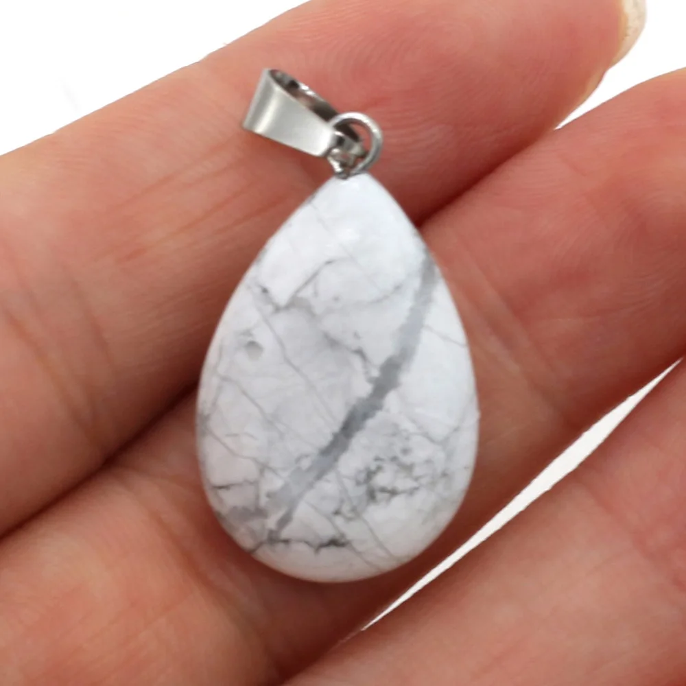 1pc Natural Drop Shape Stone Pendant Crystal Rose Quartz Agate Yellow Jade Opal Malachite Charms for Jewelry Making DIY Decor