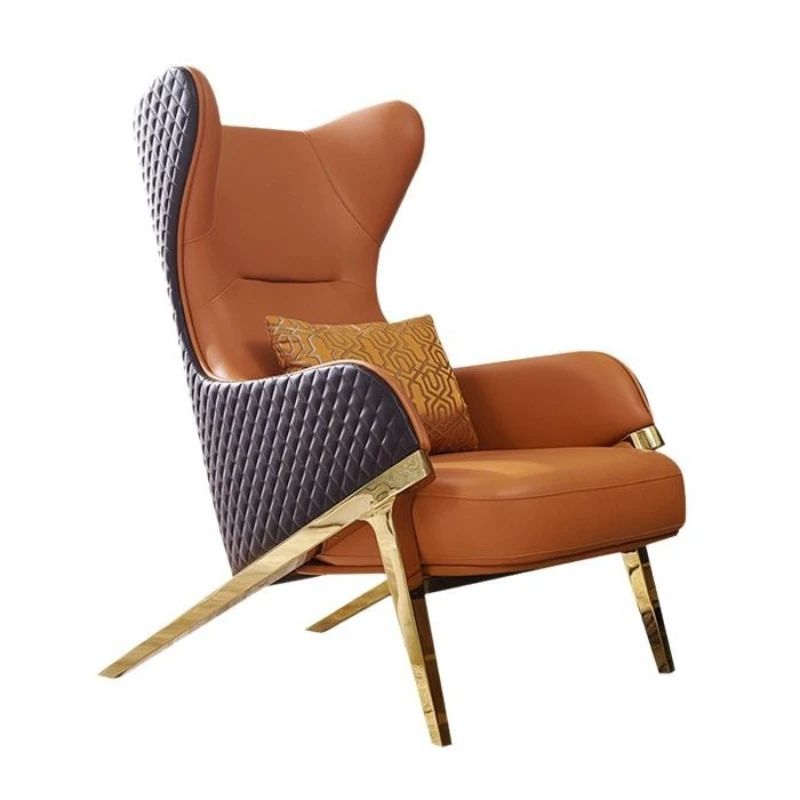 Nordic light luxury leather single sofa hotel leisure living room lazy balcony tiger chair designer