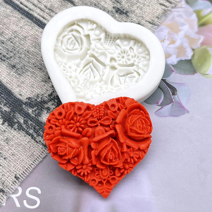 Heart Rose Silicone Sugarcraft Mold Resin Tools Cupcake Baking Mould Fondant Cake Decorating Tools