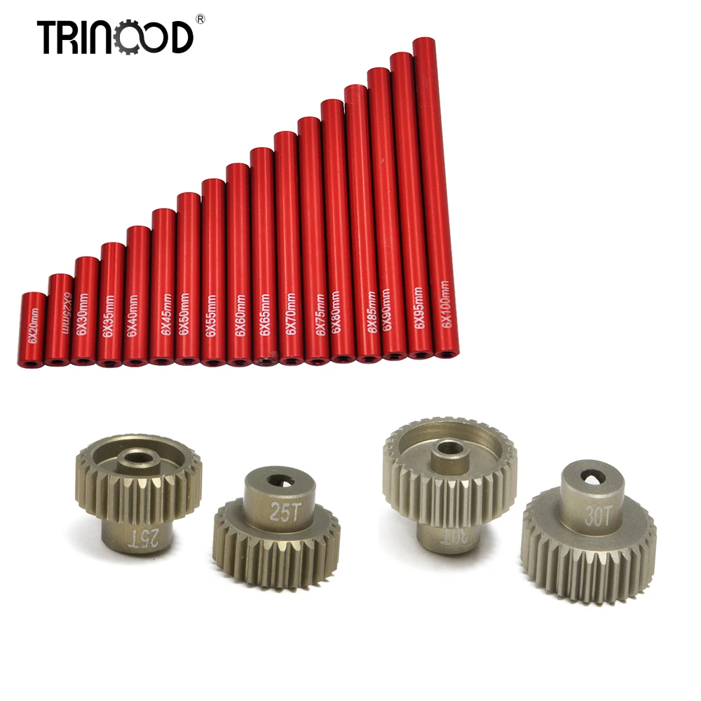 

TRINOOD 48P 25T 26T 29T 30T Pinion Motor Gear Link Rod Pull Link Diameter 6.0mm for 1/10 Axial SCX10 RC Crawler Car Upgrade Part