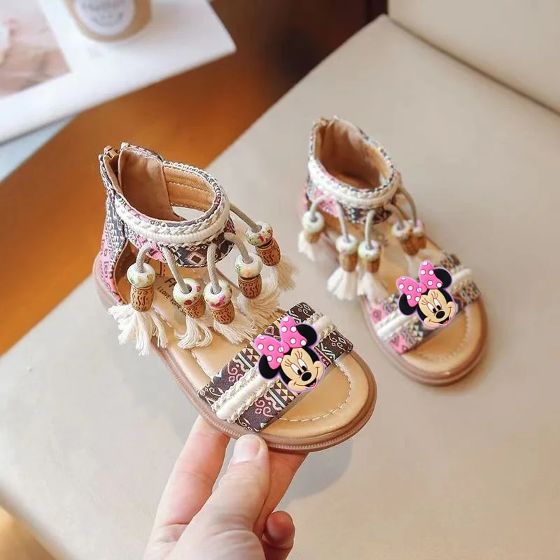 

Disney mickey mouse minnie Girls Ethnic Sandals Holiday Shoes Beach Shoes Summer New Toddler Shoes first walkers