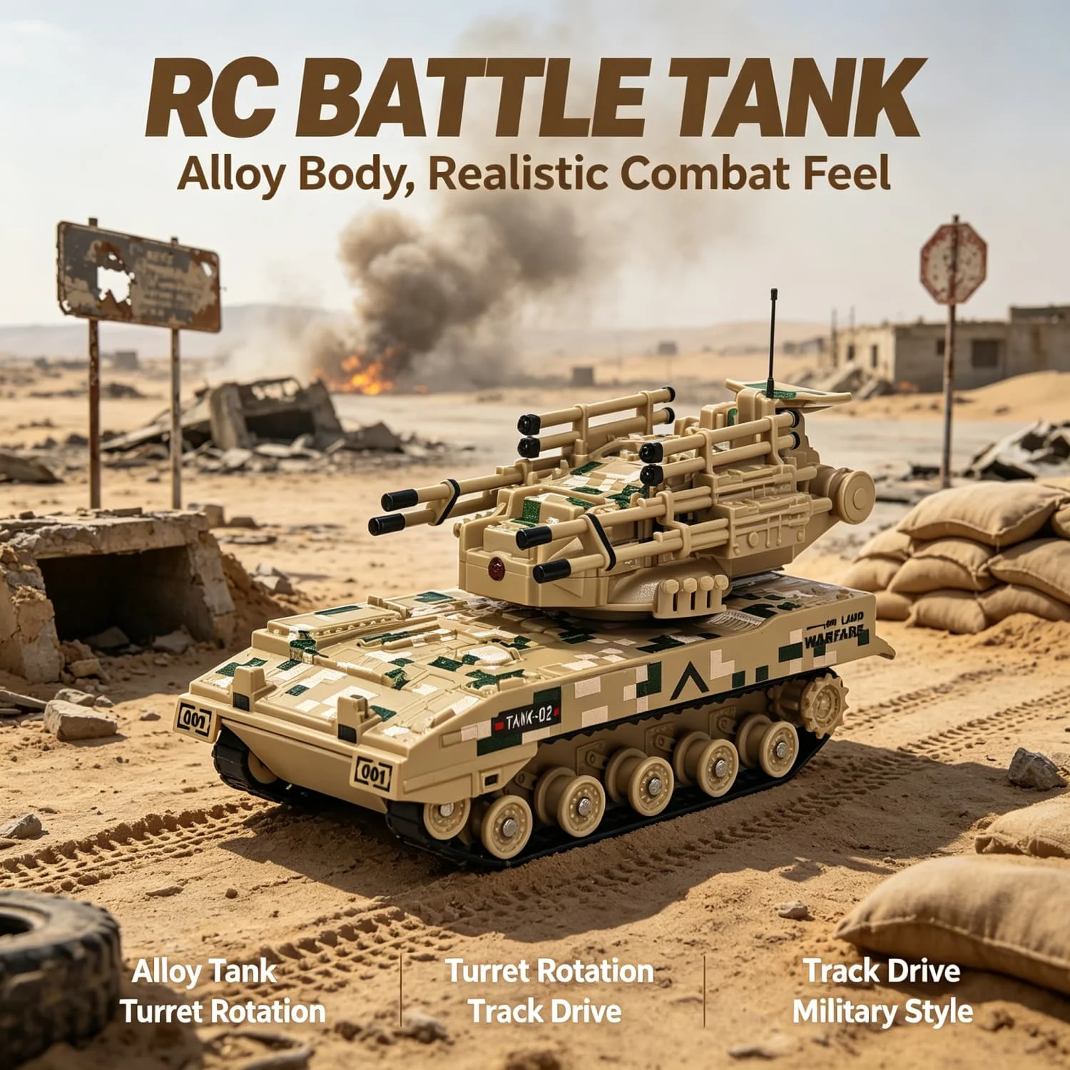 Mini Alloy RC Tank, Remote Control Armored Combat Vehicle, Military Transport Model Toy, Collectible Military Car Gift for Boys
