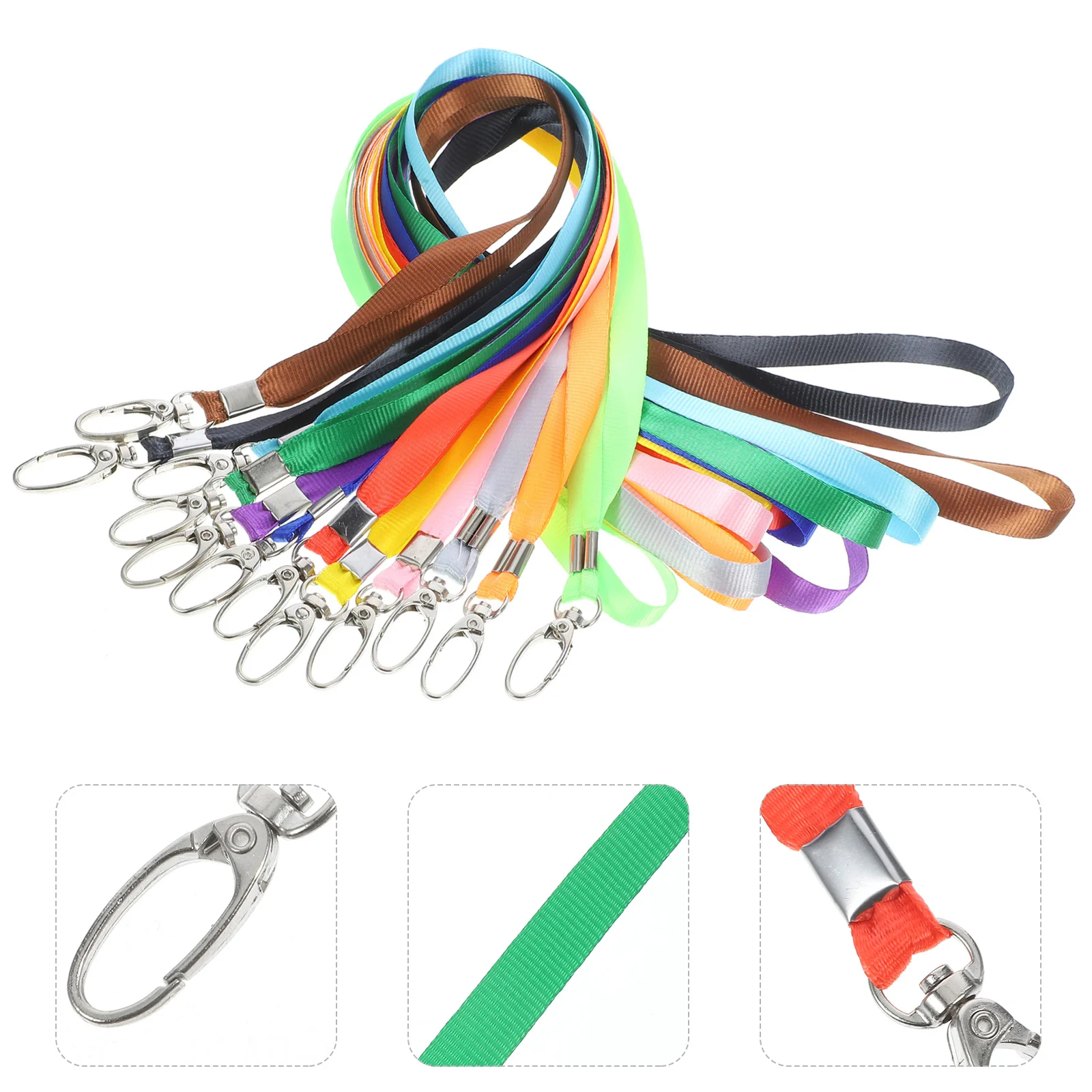 12 Pcs Metal Clip Badge Lanyard Neck Strap Id Card Holder Phone Rope Camera Hanging Heavy Duty Chinlon Alloy