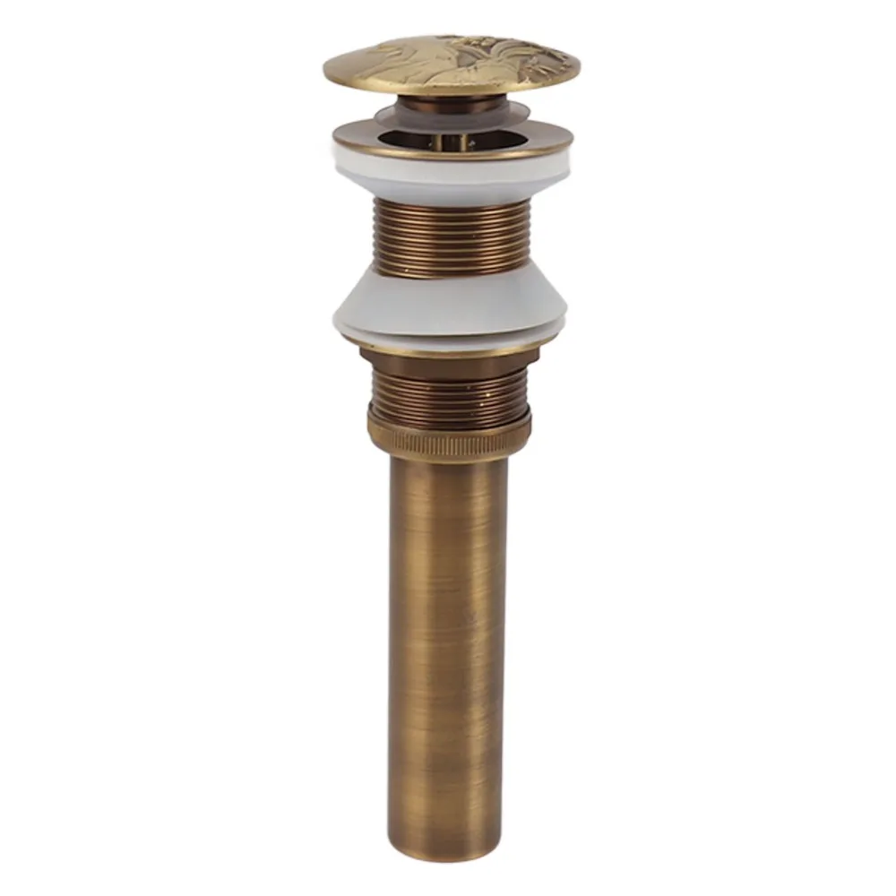 Durable Without Overflow Drain Stopper Brass Orchid Style Sink Drain Stopper Anti-Clog Design Push Bounce Sink Drain Bathroom