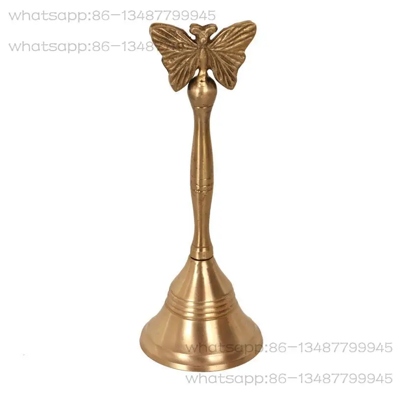 

Butterfly Shape Retro Brass Hand Rattle Indian Imported Restaurant Dish Opening Bell Home Decoration Ornament