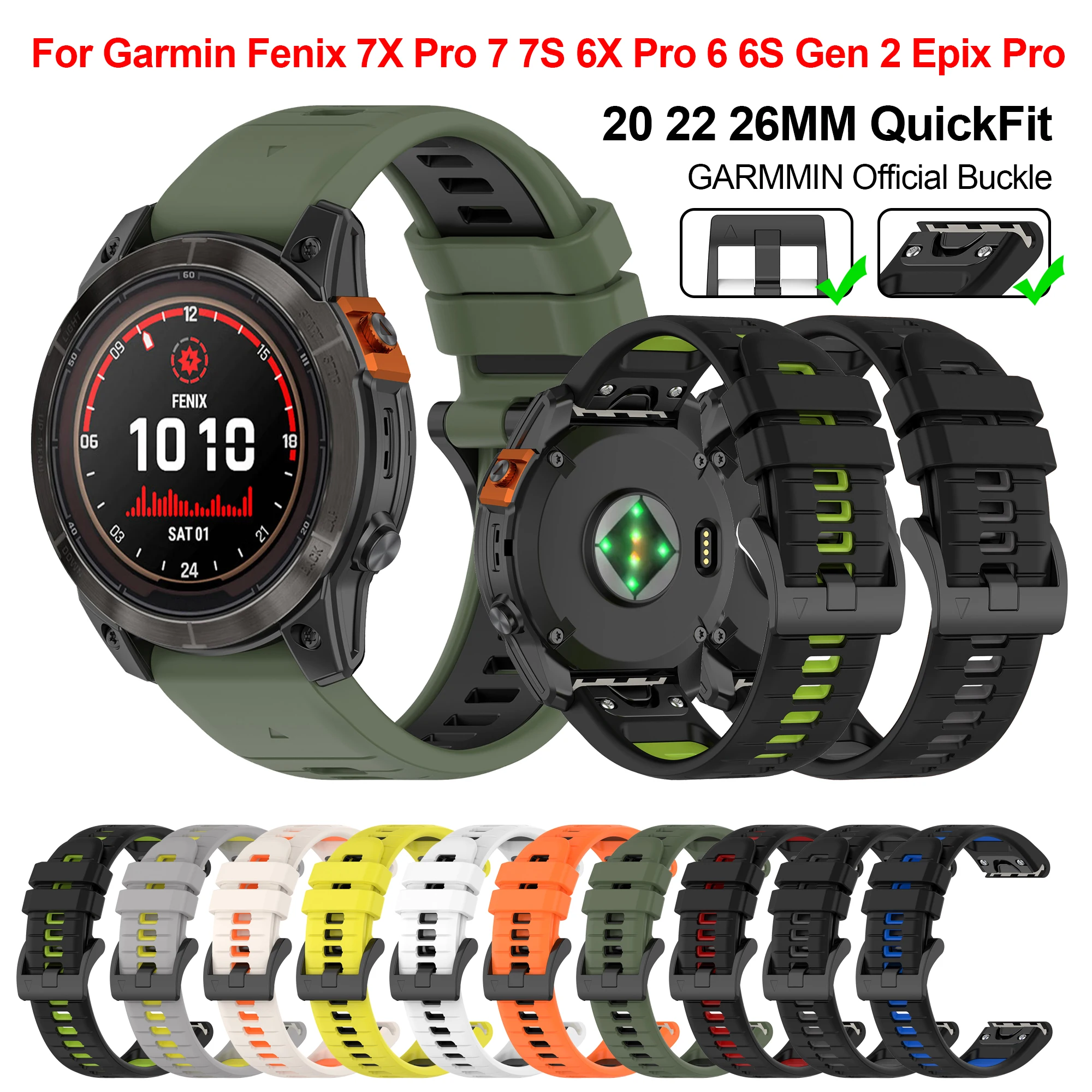 

QuickFit 26mm 22mm Watchband for Garmin Fenix 7 7X Pro 7S 6X 6 6S 5S 5X Plus 3HR D2 MK1 MK2 Epix Gen2 945 965 S70 Watch Bracelet