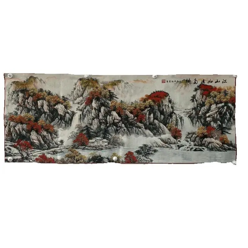 Chinese Old Color Brocade Embroidery Artwork landscape painting Decorative Home Decor Piece