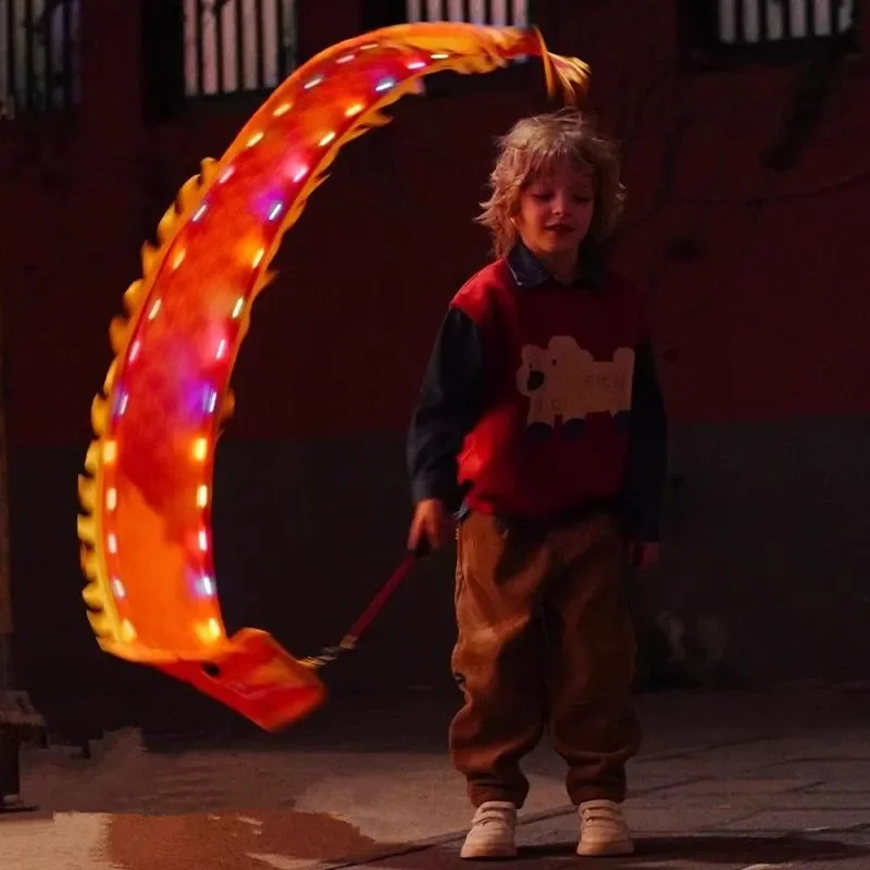 2,5 metros de iluminación dragón chino danza cinta varilla estilo palo regalo de Festival para niños juguetes de Fitness al aire libre actividad escolar