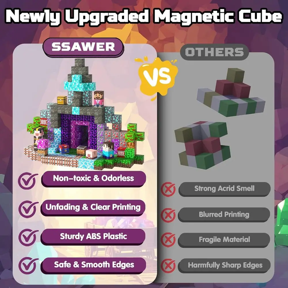 Light-Up 150-Piece Magnetic Building Blocks Set for Kids, STEM-Inspired Sensory Toy, Suitable for Ages 3+, Ideal Christmas or Bi