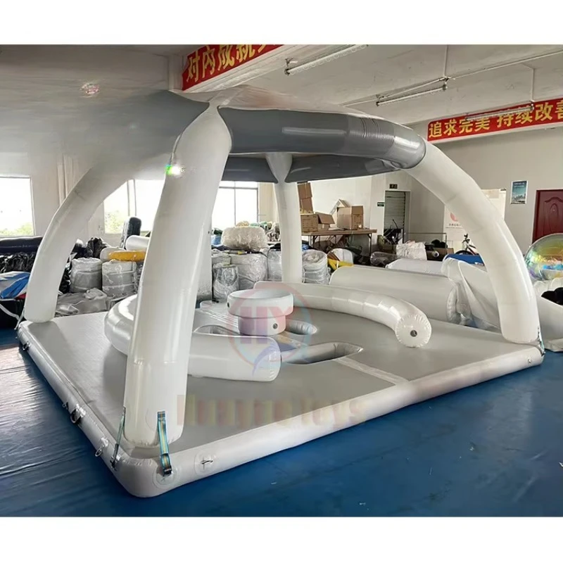 

Drop Stitch Floating Dock with Tent Water Swimming Sea Inflatable Dock Platform for Lake Inflatable Water Amusement Facility