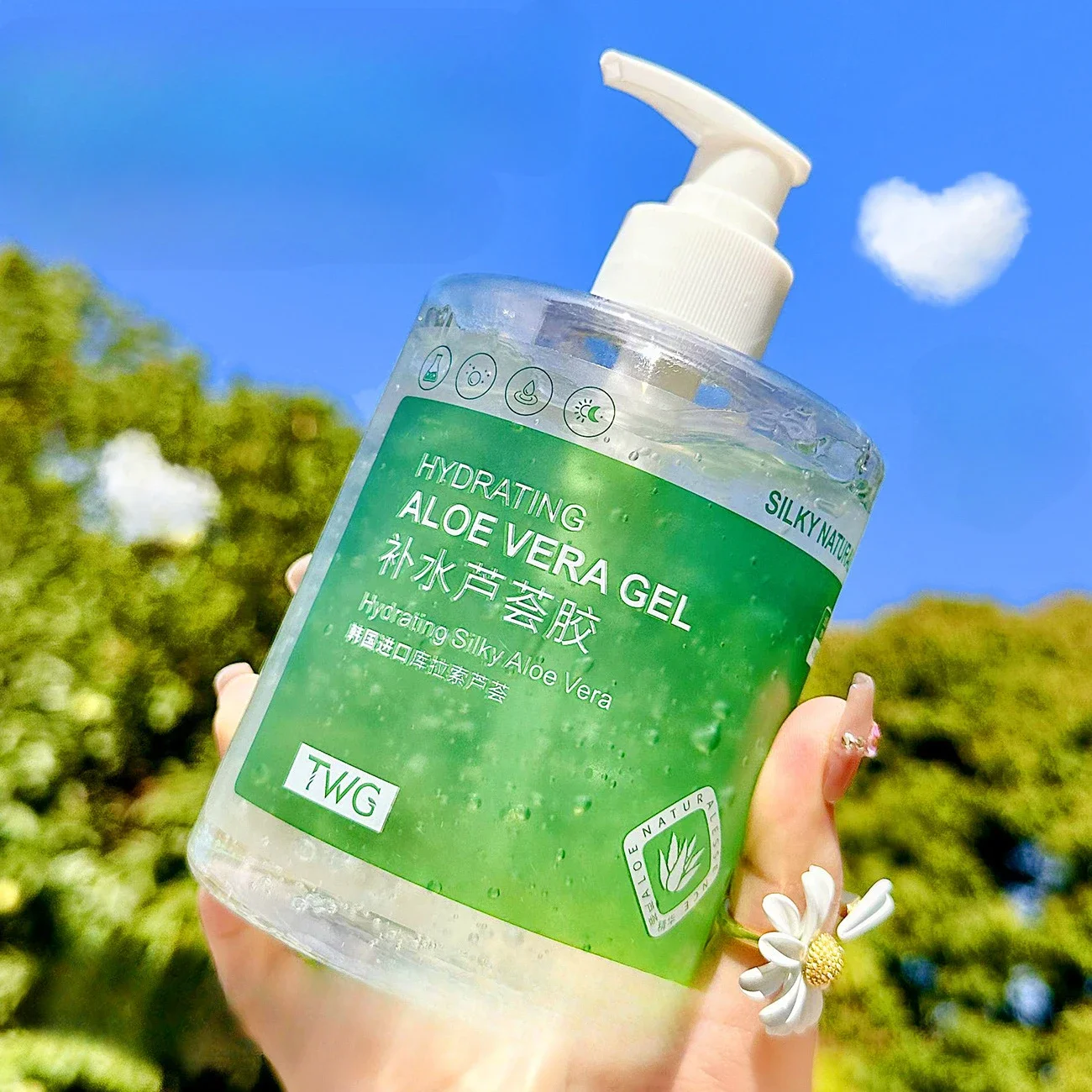 Aloe Vera Gel 500g Large Bottle Moisturizing Aloe Gel Large Capacity Hydrating and Moisturizing Face Cream