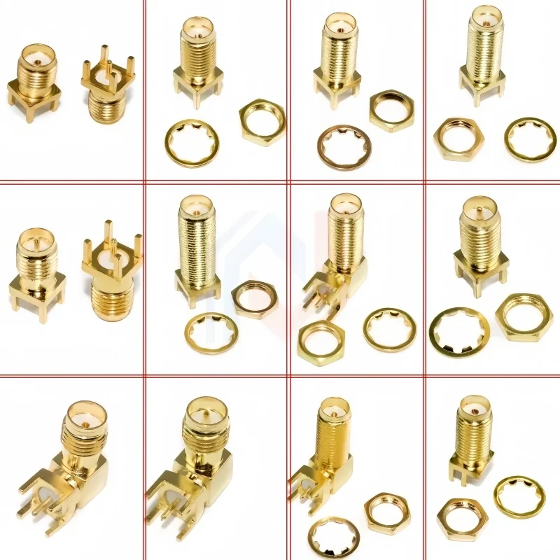 2Pcs SMA Male Female Jack Adapter Solder Edge PCB Straight Mount RF Copper Connector Plug Socket SMA-KWE/KHD
