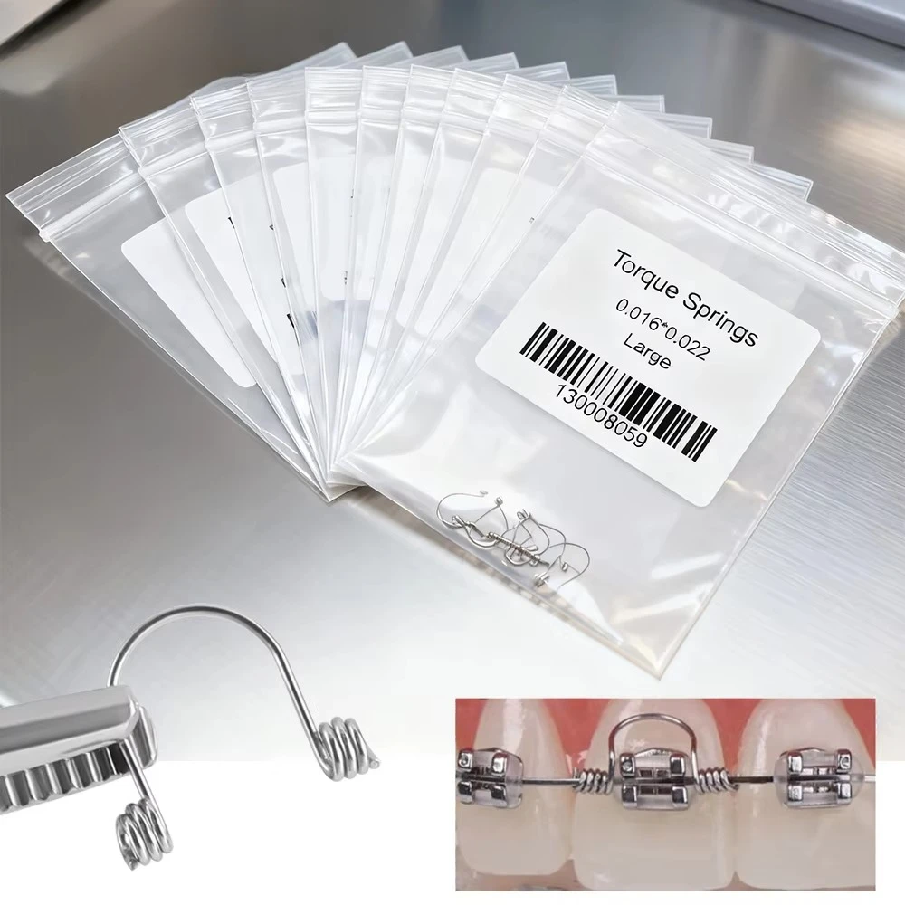 AZDENT 50Pcs=5 Packs Dental Orthodontic Anterior Teeth Torque Rectangular Springs Dentist Tools Stainless Steel Wire