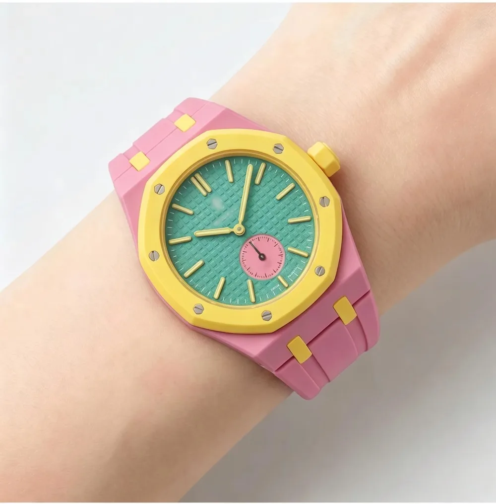 Ceramic Watch Case Modification Kit Silicone Strap For Swatch X AP Royal POP Pocket Changer Wristwatch Conversion 3/12 Clock