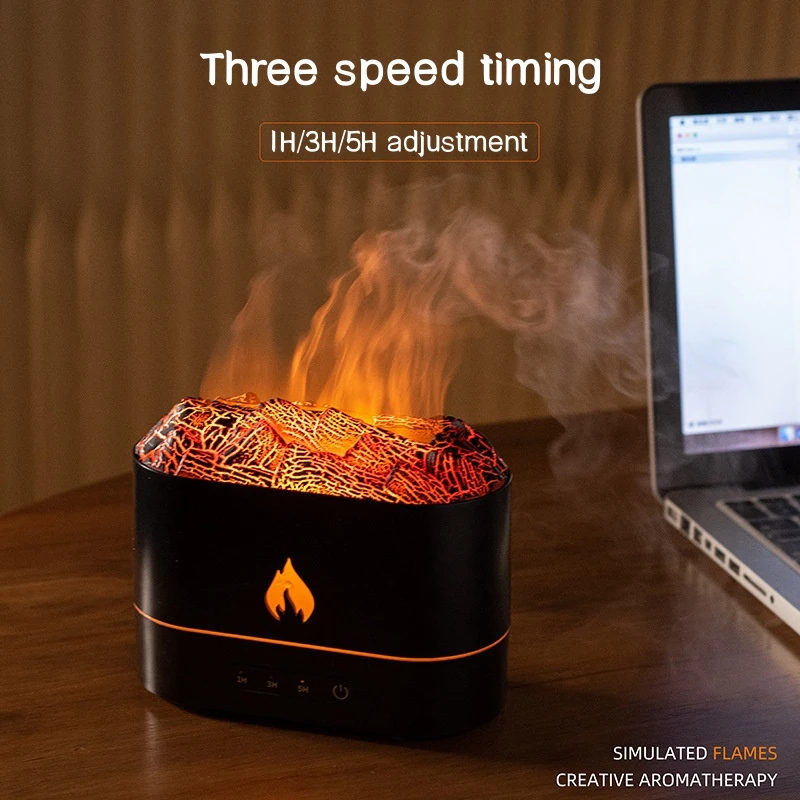 Hogar 250ml difusor de aceite aromático volcánico de Lava con lámpara de llama colorida USB humidificador de aire de aromaterapia ultrasónico fragancia Diffu