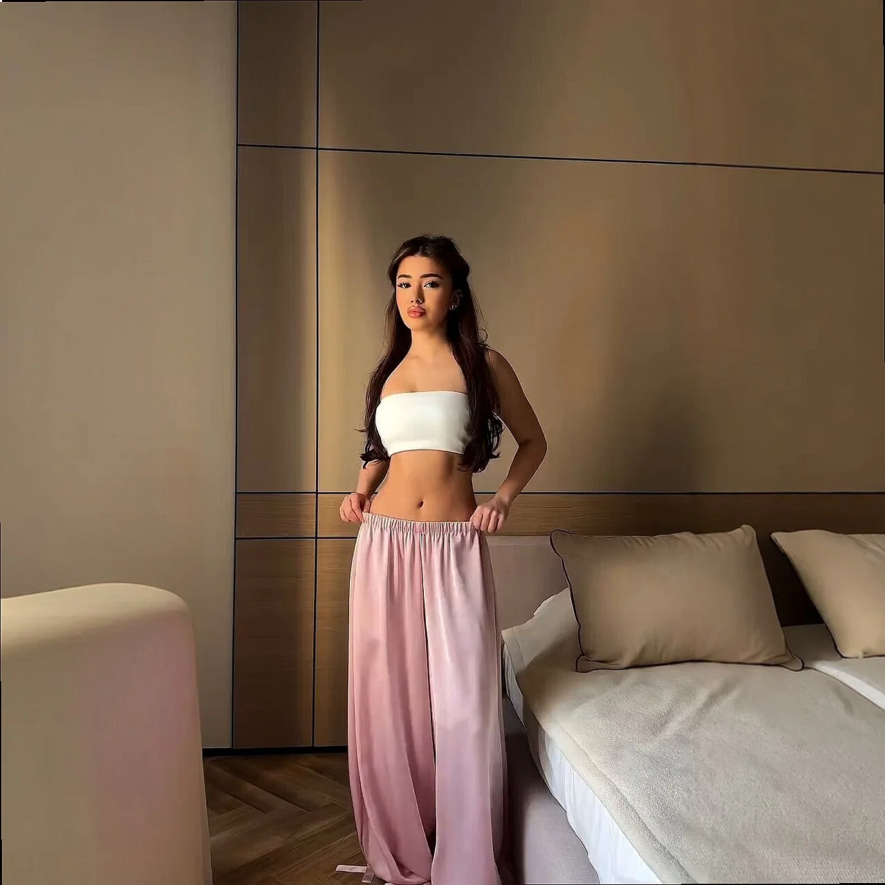 High Waist Wide Leg Pants Women Loose Casual Tie Front Trousers Fashion Versatile Palazzo Pants