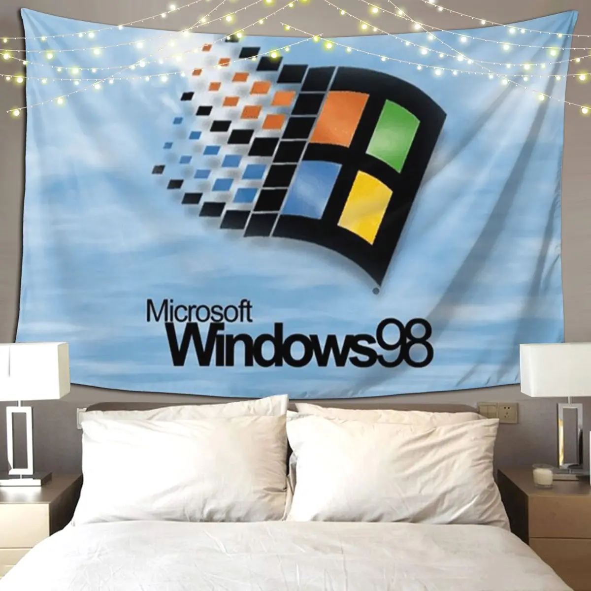 

Windows 98 Start Screen Tapestry Hippie Wall Hanging Aesthetic Home Decor Tapestries for Living Room Bedroom Dorm Room