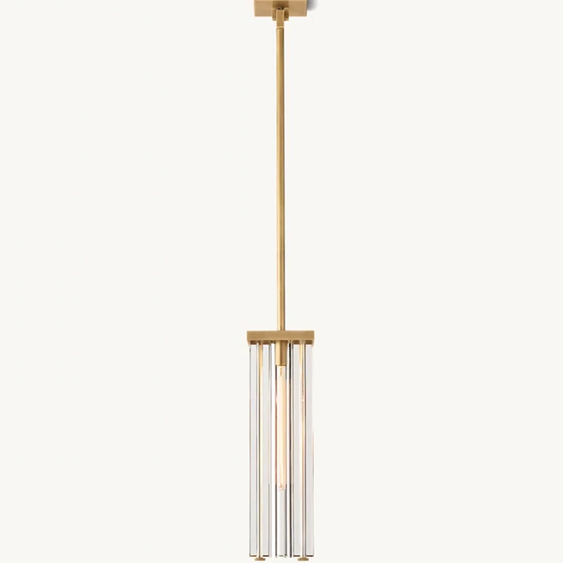 American Design Brass and K9 Glass Material Linear Pendant Light Four Sizes Pendant Light for Living Room Outdoor Wall Lighting