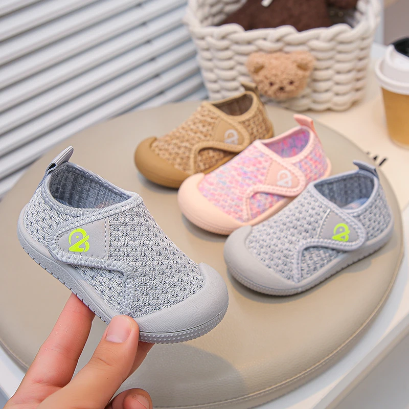 

2025 Children Casual Shoes Air Mesh Breathable Kids Sneakers Soft Sole Hook-loop Leisure Flexiable Trendy Kids Flat Shoe 19-30