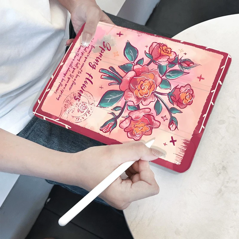 Detachable Cover Red Roses for Ipad Air 3 Generation 2019 Pro 11 2nd 3rd 4th 10.9 10th Gen Ipad 5th 6th 9.7 Protective Cover