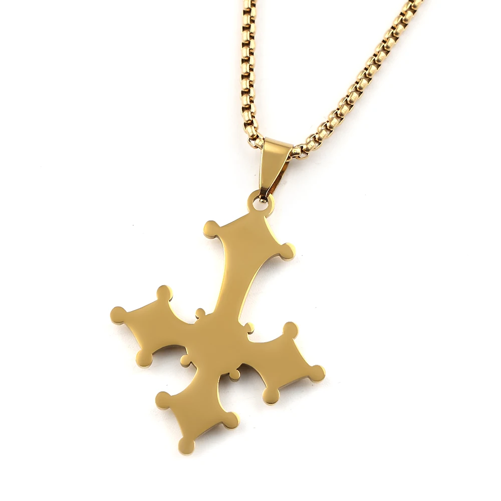 Gothic Inverted Upside Down Cross Pendant Necklace for Women Men Stainless Steel Satanic Pagan Wiccan Occult Chain Jewelry Gift