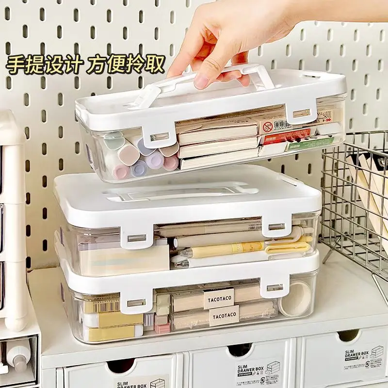 Plastic Storage Box Transparent Flip-top Dust-proof Organization Box Multi-functional Sundry Storage Box Display Container