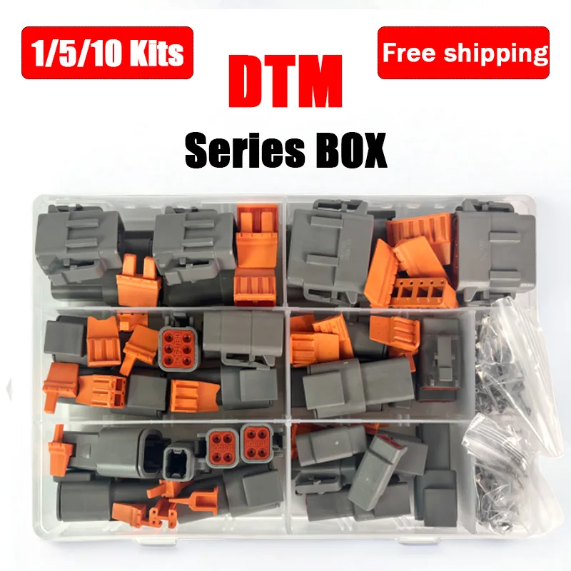 Deutsch DTM Series Connector Kit BOX Automotive Sealed Plug Terminals Pins DTM06-2/3/4/6/8/12S DTM04-2 3 4 6 8 12P