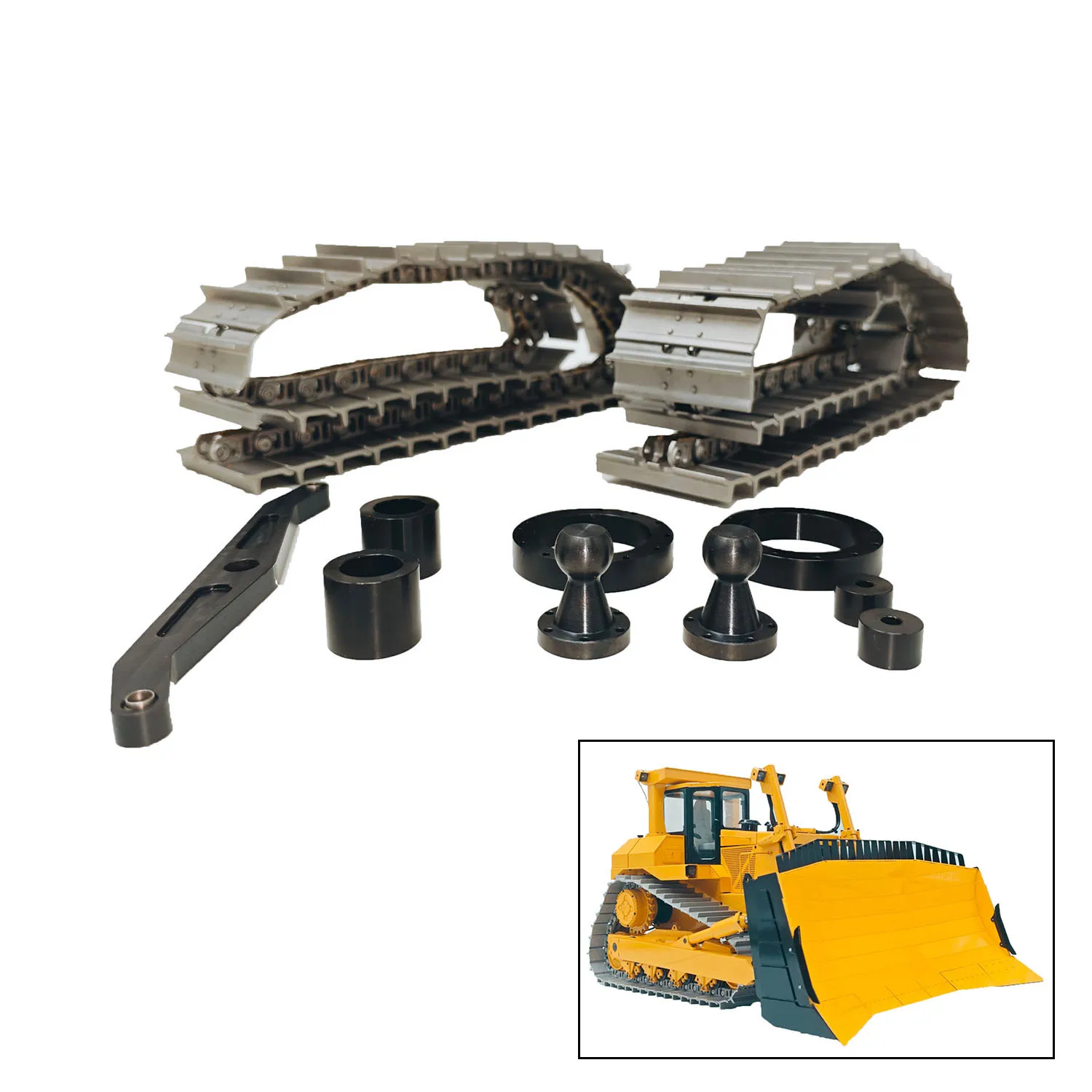 

JDM-98 New CNC Updated Spare Part Wide Metal Tracks for Toy RC Bulldozer Remote Control Dozer Trucks Cars Machine Vehicle Model