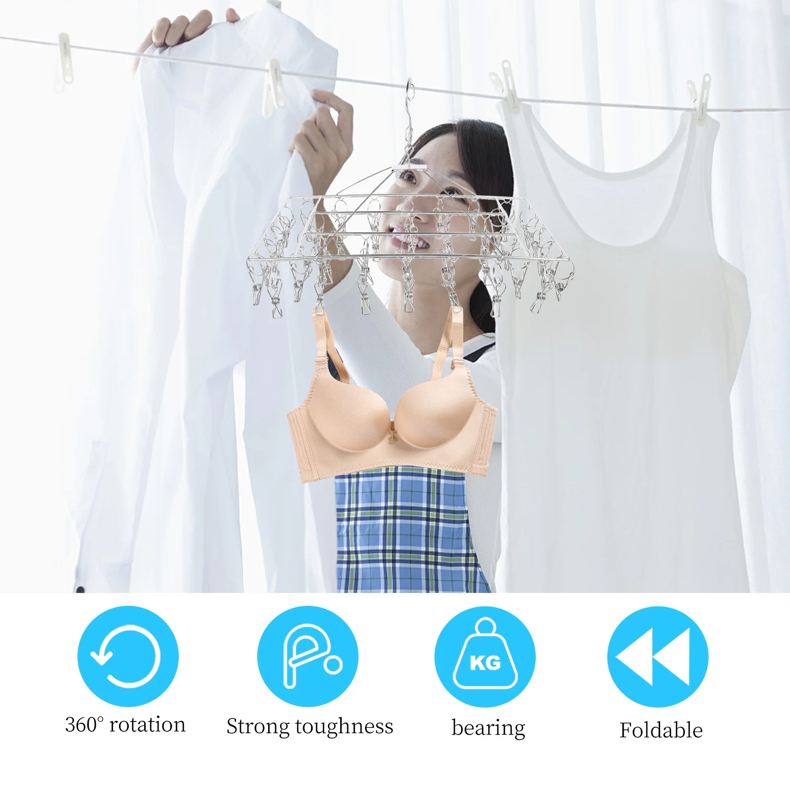 

Stainless Steel Clothes Hanger Multipurpose Drying Rack Strong Clips Socks Underwear Clothes Hanger Socks Rack